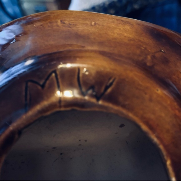 Organic Brown and Cream Ceramic ashtray from the 60s - gently used - Picture 7 of 8